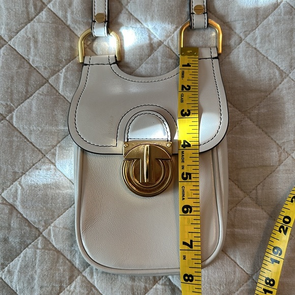 Tory Burch Crossbody James Leather Phone Bag -- Ivory with Gold Hardware - Picture 8 of 12